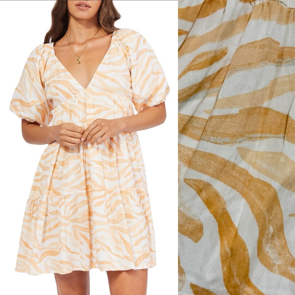 🆕 GIRL & THE SUN ✨ Marlow dress v-neck bubble sleeves mini peasant dress | Sz M